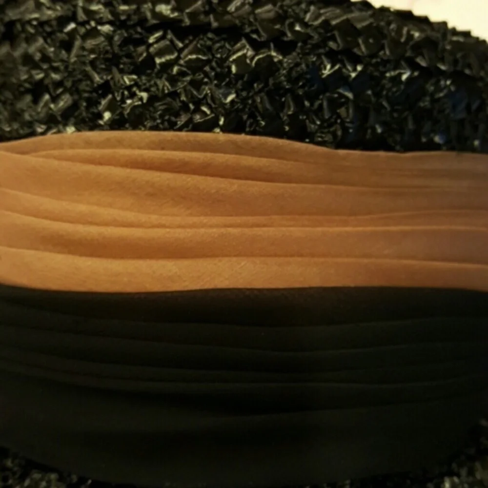 BLACK BROWN STRAW DERBY CHURCH TEA CORALIE VTG HAT STRAW - Picture 5 of 5